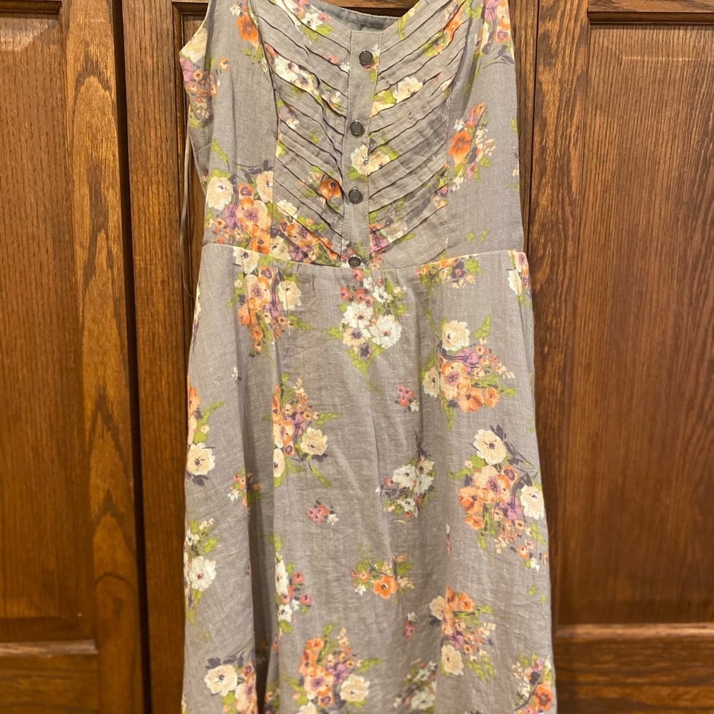 Grey floral short spring dress